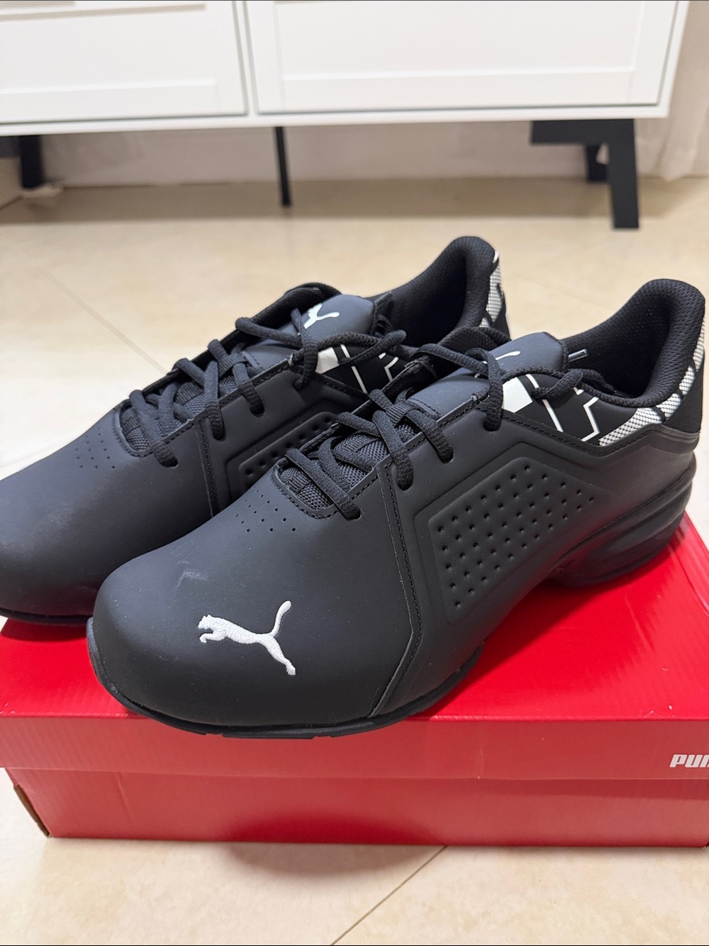 Puma Men's Black Athletic Sneakers with White Logo